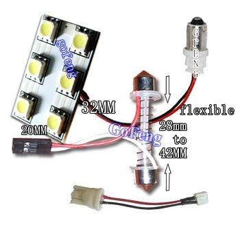 12V / 24V 6 Flux 42mm 100% Safe White LED Car Dome Lights for Reading